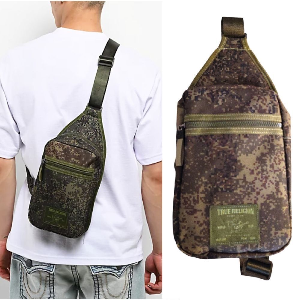 True Religion Yeta Green Camo Skater Crossbody Sling Bag NWOT